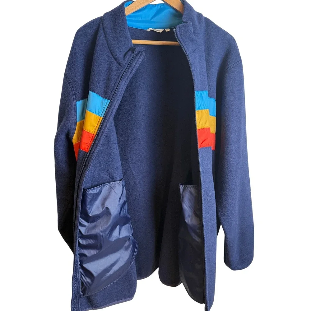 Cotopaxi Men Teca Fleece Full Zip Jacket 3X Blue Retro Stripe Hike Outdoor‎ Gorp
